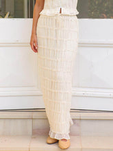 Falda elegante de encaje plisado con cintura alta elástica y lazo